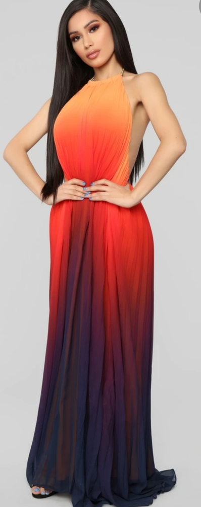 Fashion Nova Ombre Pleated Maxi orange